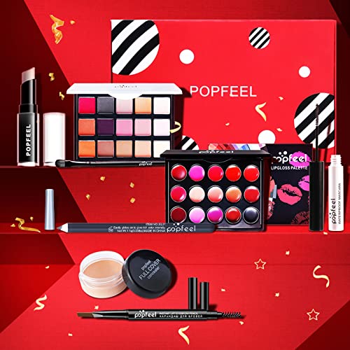 FantasyDay All in One Professional Makeup Kit for Women Girls Holiday Makeup Gift Sets Xmas Essential Bundle Include Eyeshadow Palette Lipstick Blush Concealer Eyeliner Mascara Brush Eyebrow Pencil