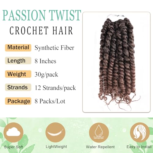 SUN LOCS 8 Inch Passion Twist Crochet Hair Pre-Twisted Synthetic Braids for Black Women