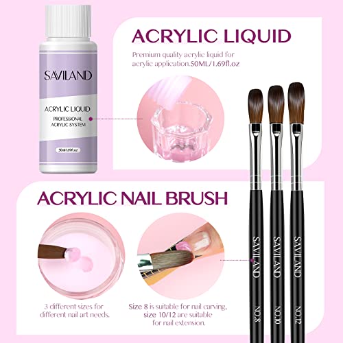SAVILAND Purple Acrylic Nail Powder & Liquid Set with Drill - 0.5oz
