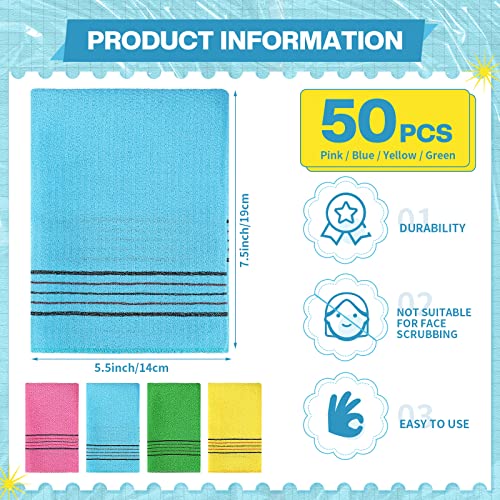 Large 50 Pcs Exfoliating Body Washcloths Set - Reusable Bath Scrub Towels