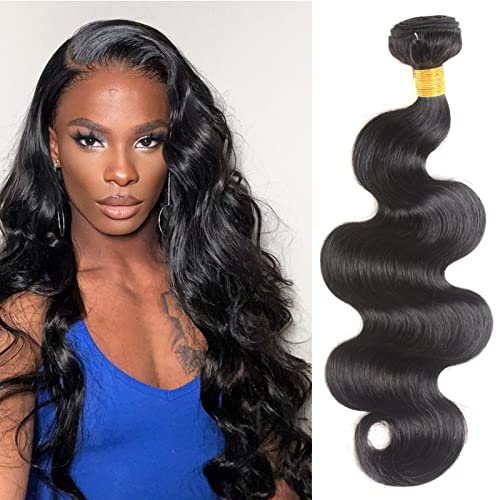 Black Human Hair Bundles - 1 Bundle 12A Brazilian Virgin Body Wave 100G - Unprocessed Natural Black Hair Extension (Variation of THIS listing: Black Human Hair Bundles-1 / 18)