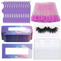 175 Pieces Lash Packaging Wholesale, Include 30 Empty Eyelashes Packaging Box, 30 False Lash Trays, 15 Eyelash Tweezers and 100 Eyelash Brush Mascara Wands Disposable (Purple)