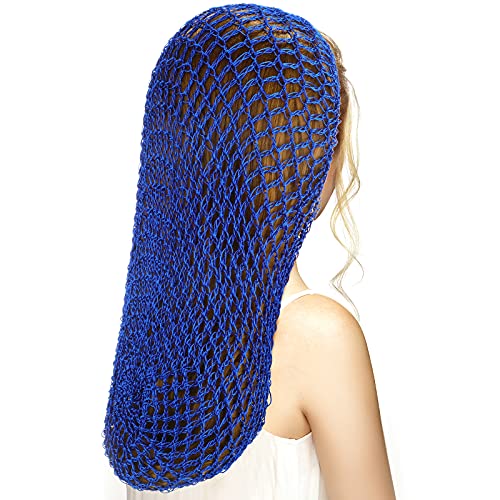 Waydress 3 Pcs Mesh Crochet Hair Nets Rayon Knit Snood Hat Cover 20 Inch Crocheted Sleeping Cap for Women Long Curly Hair