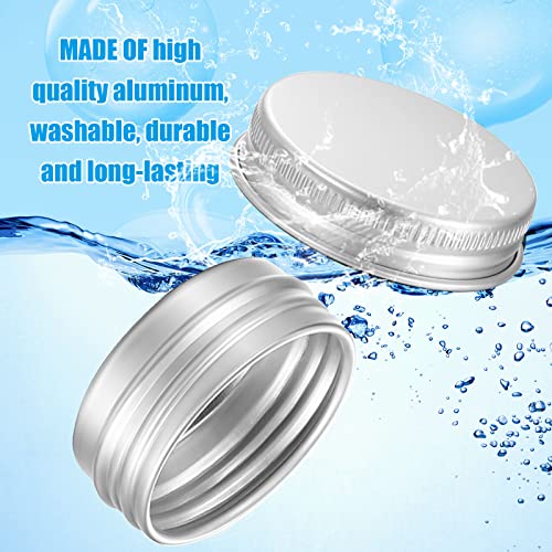 Patelai 100 Pcs Metal Tins 0.5 oz Screw Top Round Cans Aluminum Tin Jar Lip Balm Containers Bottle Empty Travel Cosmetic Cans Container with 5 Sheets Label Stickers 1 Marker(Silver)