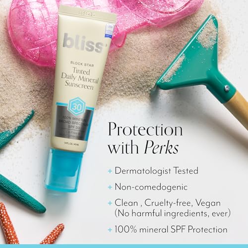 Bliss Block Star SPF 30 Invisible Daily Tinted Sunscreen with Zinc Oxide, Sunscreen & Makeup Primer + Grapefruit & Aloe Body Butter, Maximum Moisture Cream for Dry Skin