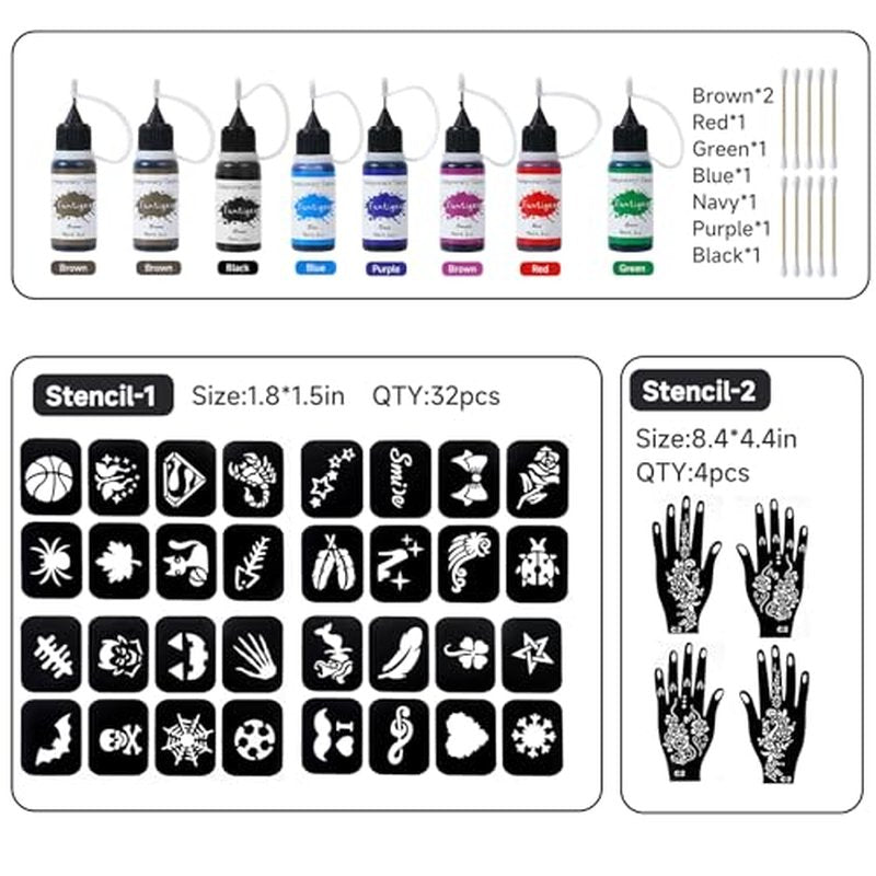32pcs Black Rose Flower Temporary Tattoo Sticker For Women,Multiple Floral Pattern Designs(7.5X3.8 inch)