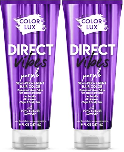Semi-Permanent Hair Color Purple - Ammonia-Free, Vegan, 8 Fl Oz Pack of 2
