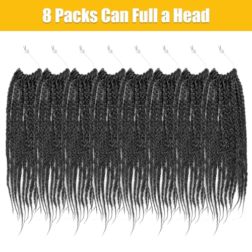 Salt and Pepper Box Braids Crochet Hair 8 Inch 8 Packs for Black Women - Pre Loop Synthetic Hair