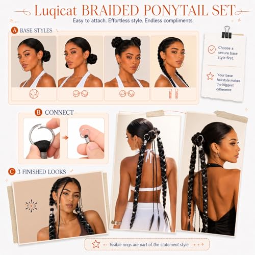 Ombre Blonde Braided Ponytail Extension for Women - T6/86K Medium Brown to Beige Blonde