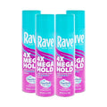 Rave 4X Mega Long-Lasting Firm Hold Scented Hair Spray for Heat Protection, Volume and Shine - ClimaShield for Extra Humidity & Minimizes Frizz - 4 pc