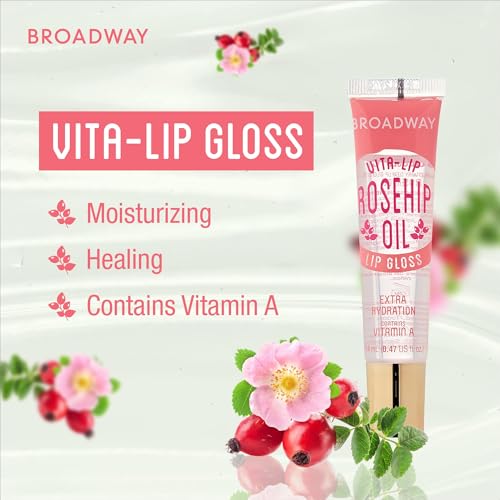 Ruby Kisses Broadway Vita-Lip Clear Lip Gloss (Rosehip Oil 6 Pack), Ultra-Hydrating & Soothing Formula with Vitamin Oils, High-Shine Non-Sticky Finish, Healing Glossy Lip Balm With Vitamin A