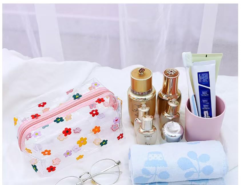 Clear Toiletry Bags With Print Portable Toiletry Bag Travel Toiletry Organizer Pouch for Women Travel Vacation Bathroom