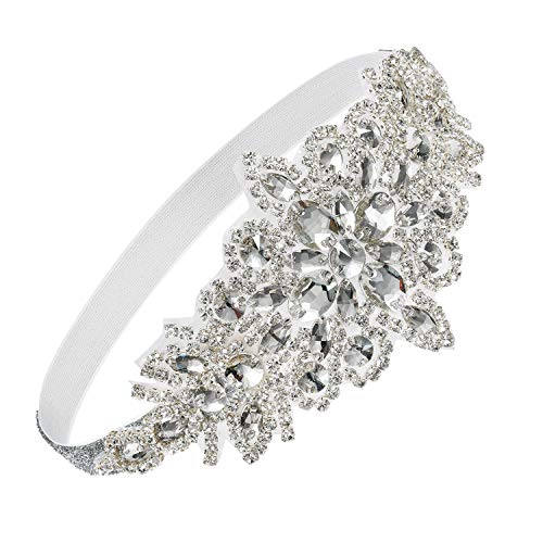 SWEETV Silver Rhinestone Flapper Headband 1920s Gatsby Hair Accessories for Women