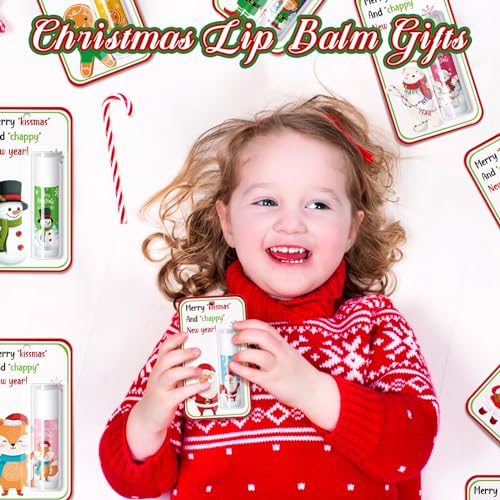60 Pack Christmas Lip Balms Bulk Christmas Stocking Stuffers Party Favor Gifts Holiday Appreciation Holiday Lip Moisturizer Gifts for Women Coworkers Teacher Employee Adults Staff Team