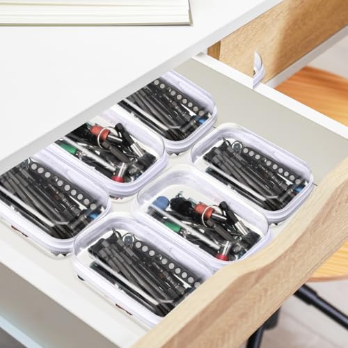 Sanwuta White 6-Pack Hard Zipper Cases - 5 x 3 x 2 Inch Storage Organizer