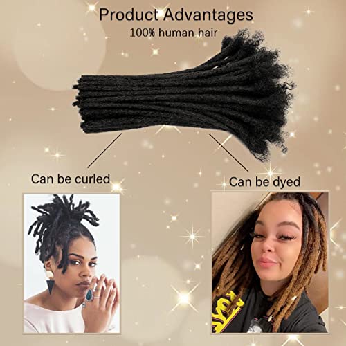 Human Hair Loc Extensions 16 Inches Dreadlock Extensions 10 Strands - Natural Black, 0.2cm, Variation 16inch/10strands / 0.2cm #1B