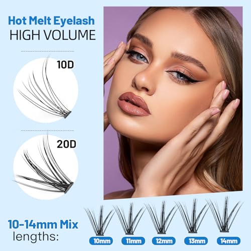 Bodermincer 10D 20D 240pcs Cluster Eyelash Extensions 10-11-12-13-14mm MixedEyelash Clusters Lash Extension Individual Lashes for Self Application (10D+20D, 10-11-12-13-14mm Mixed)