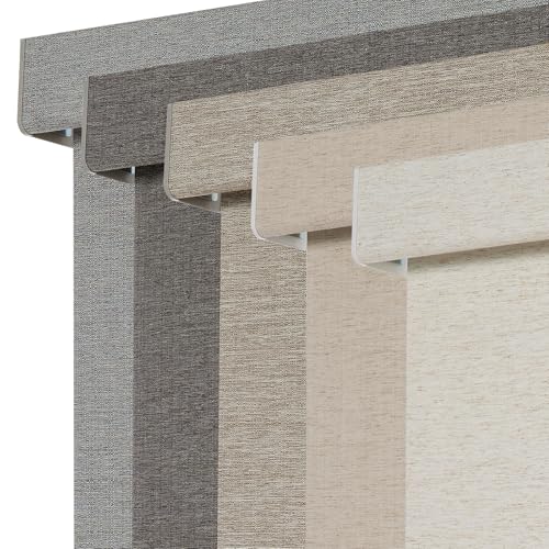Persilux Blackout Linen Roller Shades - 34.5 x 64 Inches, Cream, Cordless, Insulated Window Blinds for Home & Office