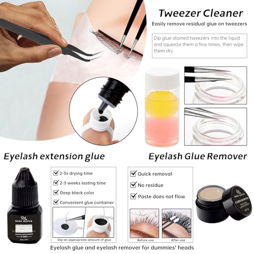 Rose Manor Black Eyelash Extension Kit for Beginners with Mannequin Head