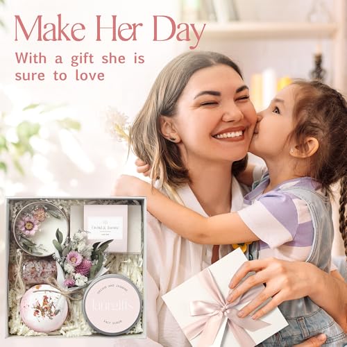Orchid & Jasmine Spa Gift Basket - Luxury Candle & Bath Set for Women - Self Care Gift for Mom, Wife, Friend