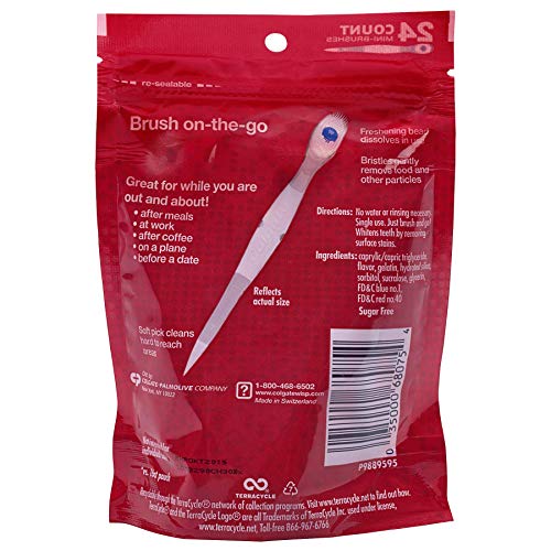 Colgate Optic White Wisp Disposable Mini Toothbrush Cool Mint Pack of 24 (4 Sets)