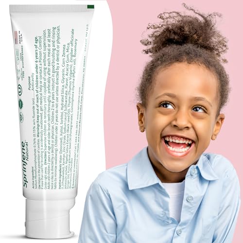 SprinJene Natural Kids Toothpaste Pack of 4 - Fluoride Free Strawberry Flavor, Gentle & Safe for Toddlers & Children