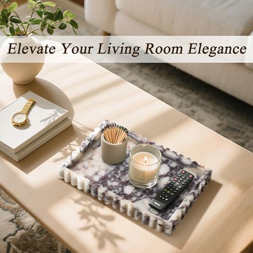Marble Tray for Bathroom & Vanity - Calacatta Viola Purple, 11.8" x 8"
