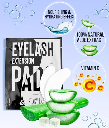 Stacy Lash 100 Pairs Under Eye Gel Pads for Eyelash Extensions with Aloe Vera & Vitamin C