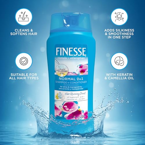 FINESSE Self Adjusting 2 in 1 Texture Enhancing Shampoo and Unisex Conditioner, 13 Ounce (I0025928)
