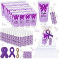 50 Set Purple Ribbon Awareness Gifts Bulk Woman Purple Ribbon 50 Lip Balm 50 Hand Cream 50 Bag 50 Tag for Domestic Violence Awareness Lupus Epilepsy Pancreatic Cancer Party