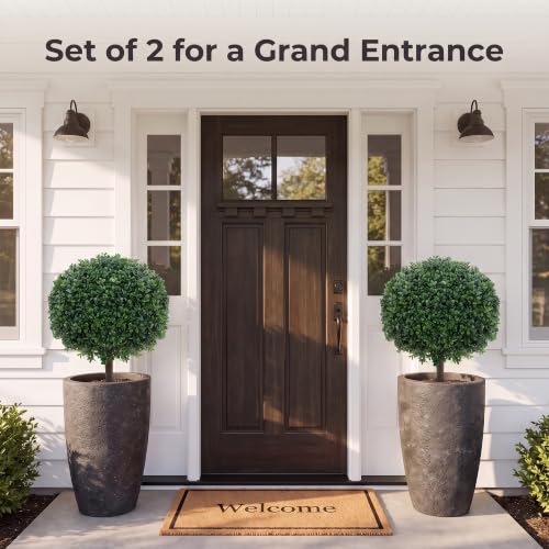 Artificial Boxwood Topiary Balls Set of 2 - Outdoor Garden Decor