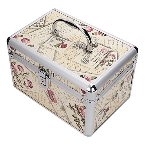 Makeup Case with Mirror, Professional Aluminum Makeup Storage Box, Portable Small Cosmetic Case for Beauty Artists, Travel Cosmetic Train Case Organizer with Dividers and Tool Panel for Brushes