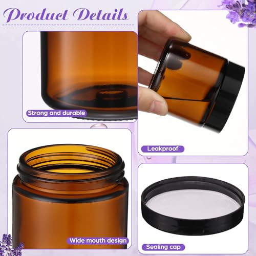 48 Pcs 4 oz Glass Jars with Lids, Clear Candle Jars with Black Lids Round Empty Candles Container Tins Candle Making Storing Lotions Spice Powder Liquid Sample Makeup (Amber)