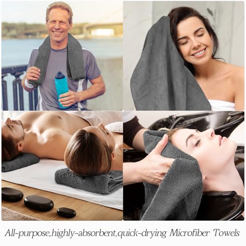 Grey Microfiber Bleach-Resistant Salon Towels 16 x 29 Inches - Pack of 24
