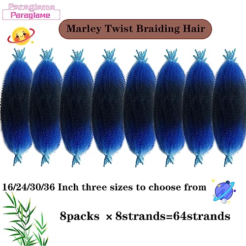 Ombre Blue Afro Twist Hair 16 Inch for Soft Locs - Pack of 8