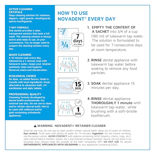 Novadent Retainer Cleaner 168-Day Pack of 2 - Dentist Recommended Tartar & Stain Remover