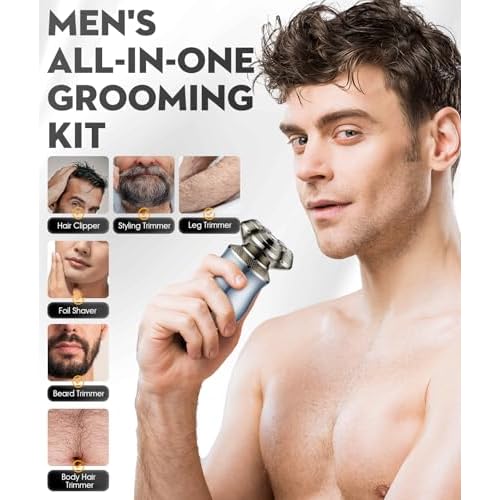 Electric Razor for Men, 3D Floating Blade Shaver with 9000 RPM High Speed, IPX7 Waterproof, 60-Day Battery Life, Compact Portable Wet/Dry Electric Shaver