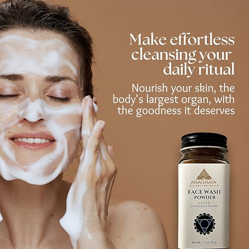 Ayurvedic Turmeric Powder Face Wash - 1.76 oz | Hydrating Daily Facial Cleanser for Radiant Skin, Glowing Cleanser for Dry Skin, Blemish Control & Dark Spot Reduction