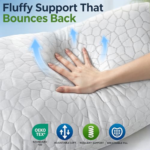 King Size Cooling Pillows Set of 2 - SUPA MODERN Gel Memory Foam Neck Support, Adjustable Firmness, Two-Sided Cooling for Hot Sleepers