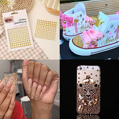 Gold Body Glitter Gel & 2 Sheets Face Gems Rhinestones Set, Face Glitter Makeup & Hair Jewels Stick on, Holographic Hair Glitter Eye Gems,Chunky Glitter Face Jewels for Makeup Festival