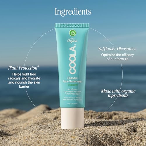 SPF 30 Face Sunscreen Lotion with Cucumber Extract - Water-Resistant, Vegan, Natural Scent