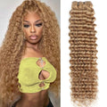 Blonde Deep Wave Human Hair Bundles - 20 Inch Honey Blonde Curly Hair for Black Women
