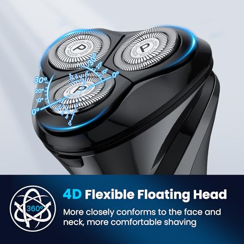 Cordless Waterproof Electric Razor for Men - Black, 10,000RPM Shaver