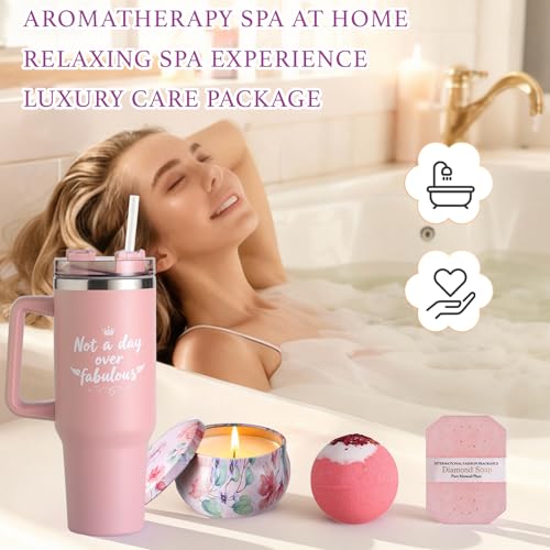 Birthday Gifts for Women, Self Care & Get Well Soon Gift Baskets, Jasmine Relaxing Spa Care Package with 40oz Tumbler & Flannel Blanket, Encouragement Thinking of You Gifts for Her, Mom, Friend,Girl