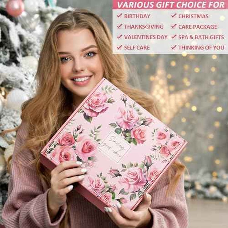 Christmas Gifts for Women, Relaxing Spa Gift Baskets Self Care Gift Warm Care Package Unique Birthday Gifts for Women Friend Her Mom Sister Wife Teacher w/ Winter Beanie Hat Plaid Scarf Gloves Set