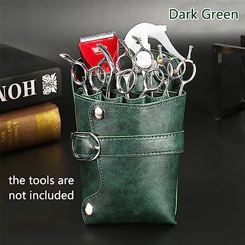 Hairdressing Scissors Holster Pouch - PU Leather Salon Tool Bag for Stylists - Green
