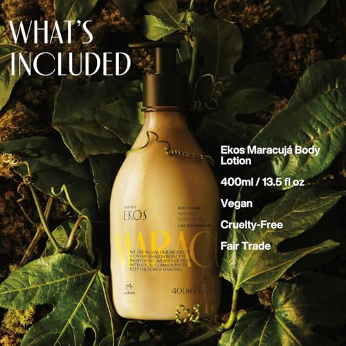 Natura - Ekos Passion Fruit Relieving Body Lotion - Calming Lotion - 24 Hours of Hydration - Essential Fatty Acids - Vegan Skin Care - Brazilian Beauty Secrets - 13.5 fl oz (400ml)