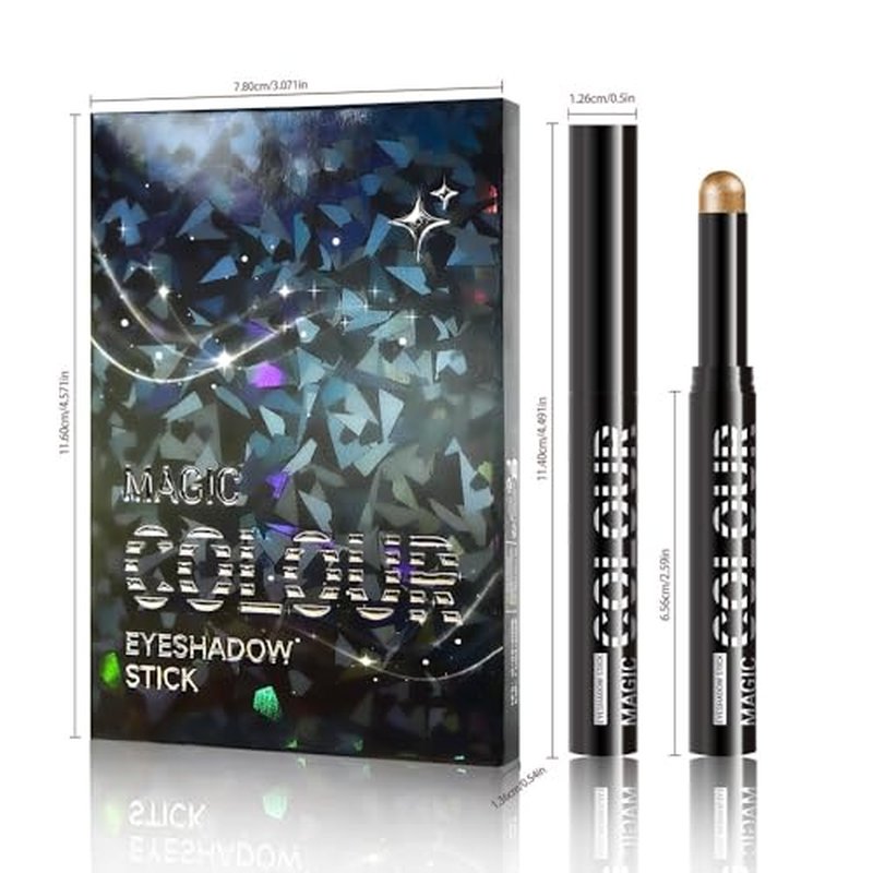 6Pcs Cream Eye Shadow Sticks Makeup for Women, Transparent Pink Hot Pink Yellow Green Dazzling Blue Purple Cyan Green Shimmer Matte Eye Shadow Brightener Stick for Eyes, Waterproof Eyeshadow Pencil 04