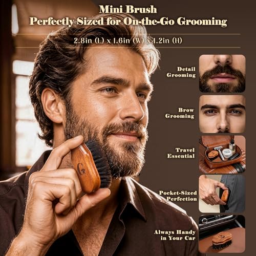 Beard Brush & Comb Set for Men - Handmade Sapele Wood Grooming Kit