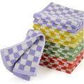 Checkered Washcloths 12 Pack - Ultra-Soft Cotton Bath Towels for Showering & Skincare (13"x13") - 4 Colors